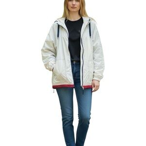 Stylish White and Red Utility Jacket